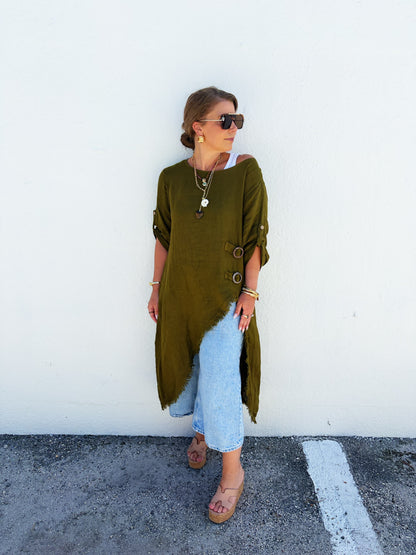 Lane High/Low Linen Top