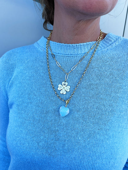 Iridescent Heart & Lucky Charm Necklace