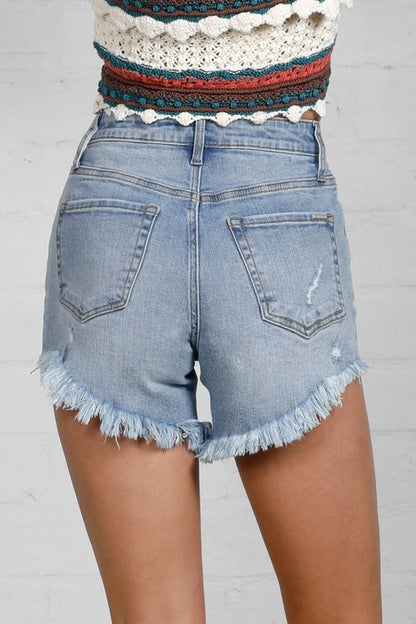 High Rise Distressed Premium Shorts