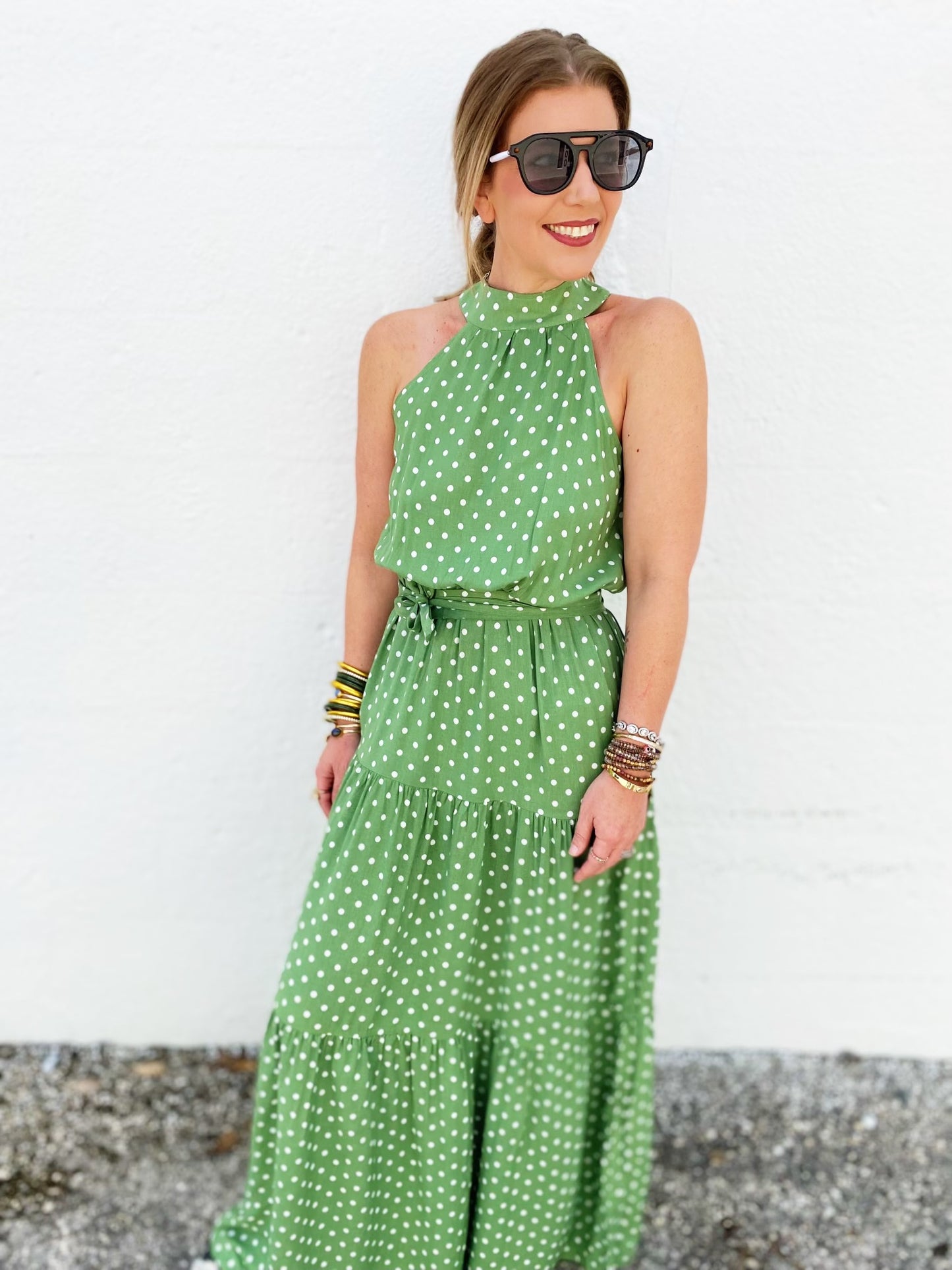 Womens Polka Dot Maxi Dress