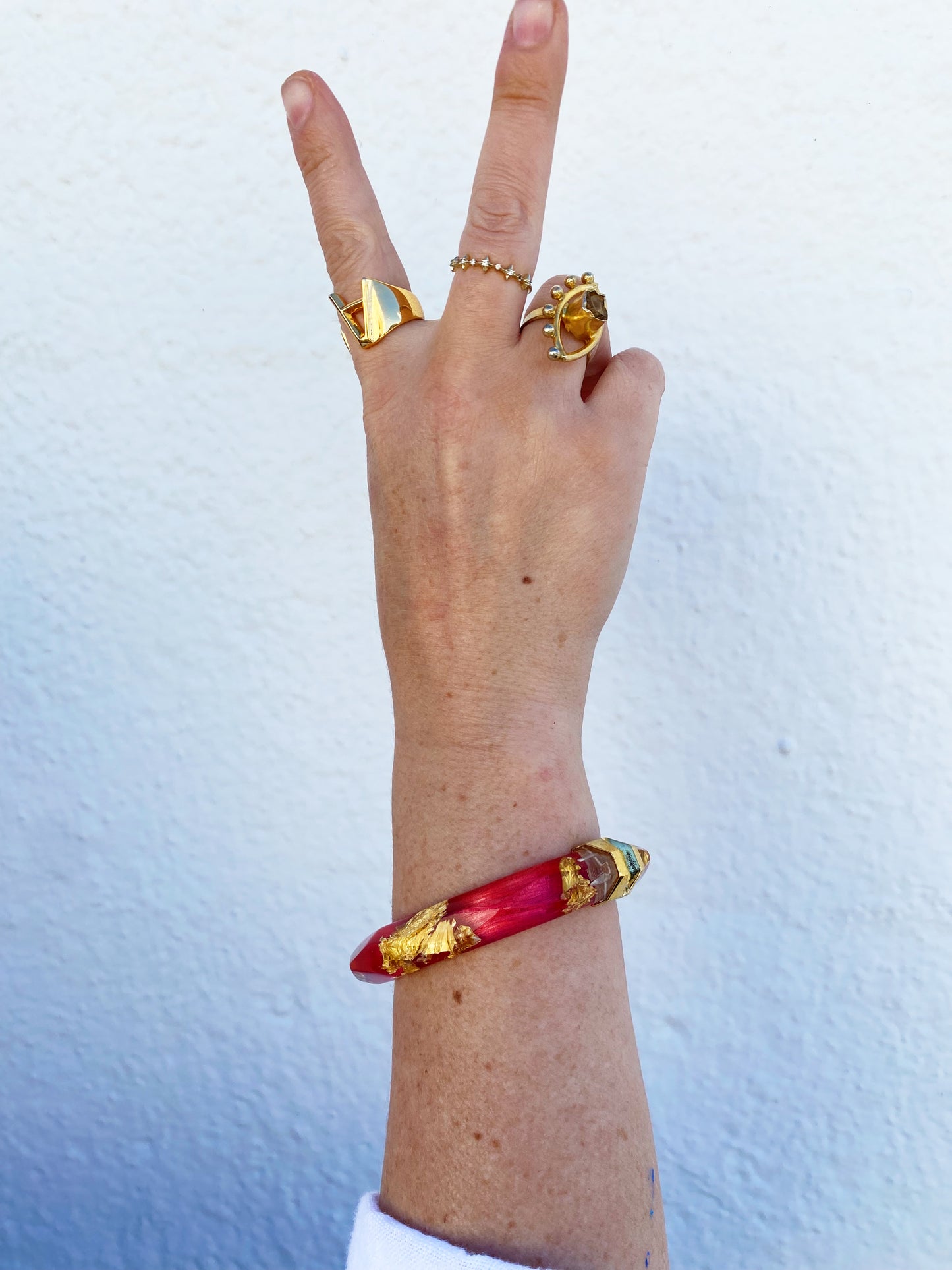 Gold Leaf Thin Faceted Lucite Bangles *SAMPLE SALE