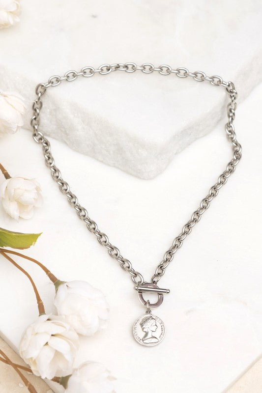 Coin Accent Chain Necklace