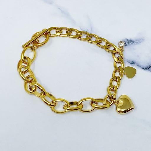 Duo Chain Charm Heart Bracelet