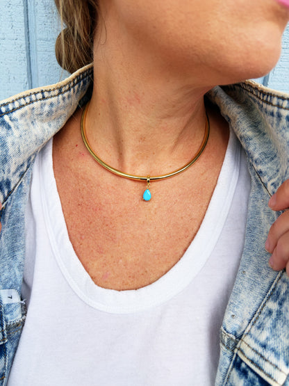 Cuff Necklace Turq Tear Drop