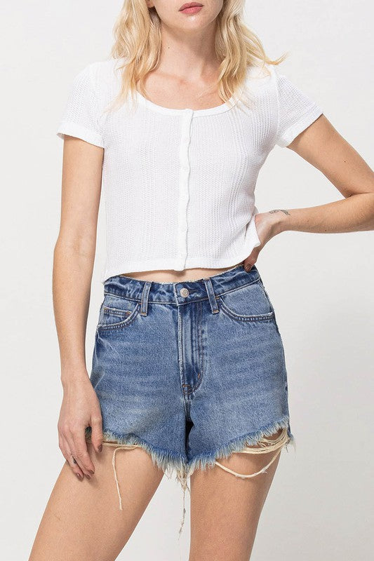 Distressed Rigid Mom Shorts *Online Only