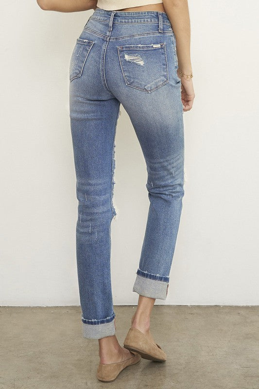 Destroyed Front Girlfriend Jeans