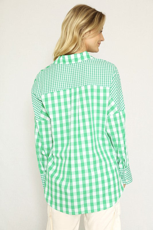 Plaid button up top **Multiple colors