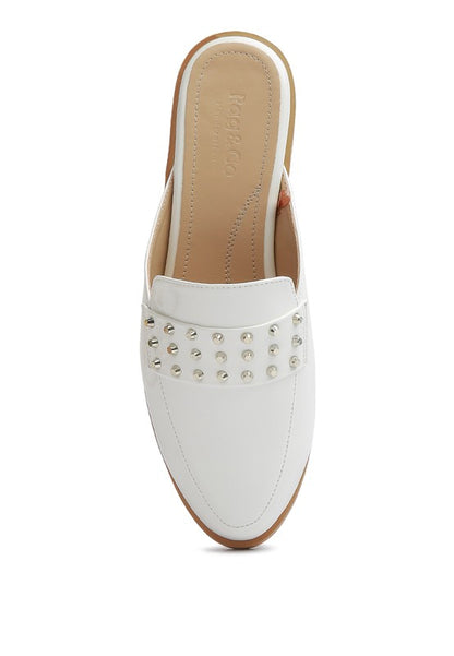 YASHTA Patent Studded Flat Mules