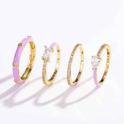 Pastel Glam Ring Set Of 4