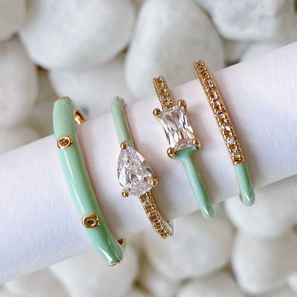 Pastel Glam Ring Set Of 4