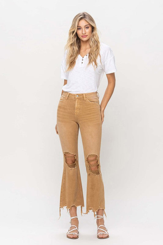 Vintage High Rise Distressed Flare Jeans **online only