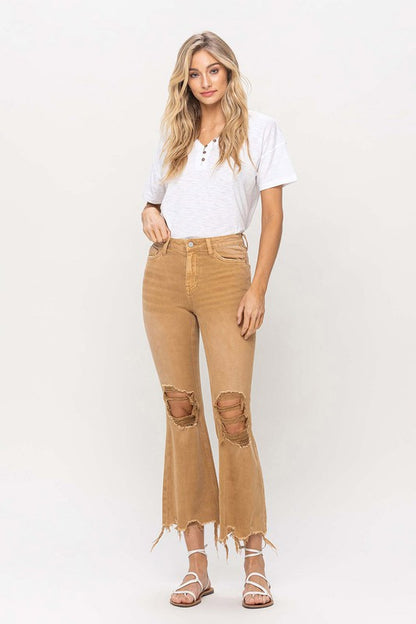 Vintage High Rise Distressed Flare Jeans **online only