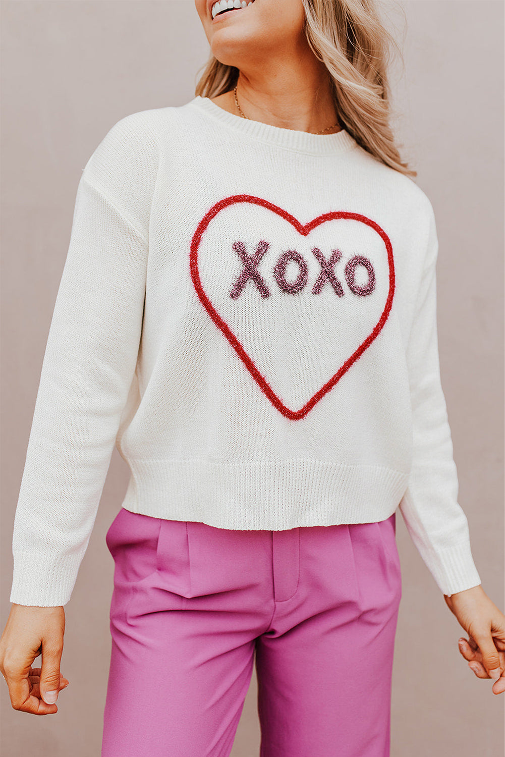 XOXO Round Neck Drop Shoulder Sweater PREORDER