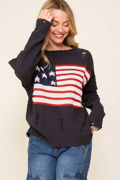 Distressed USA Logo Sweater