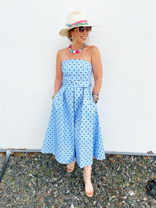 Diane Polka Dot Dress - Blue- FINAL SALE