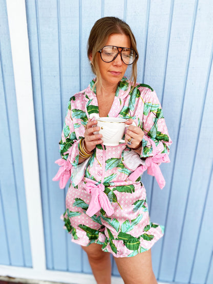 Pink with Green Palm Leaf Jammies