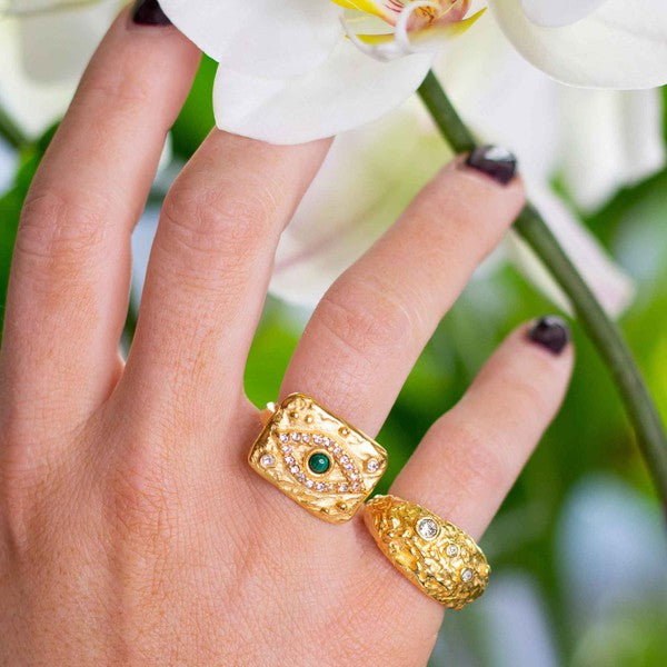 18K gold-plated zircon square ring