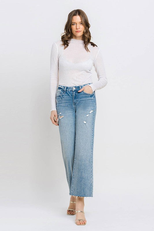 Mid Rise Crop Wide Leg Jeans *Online Only