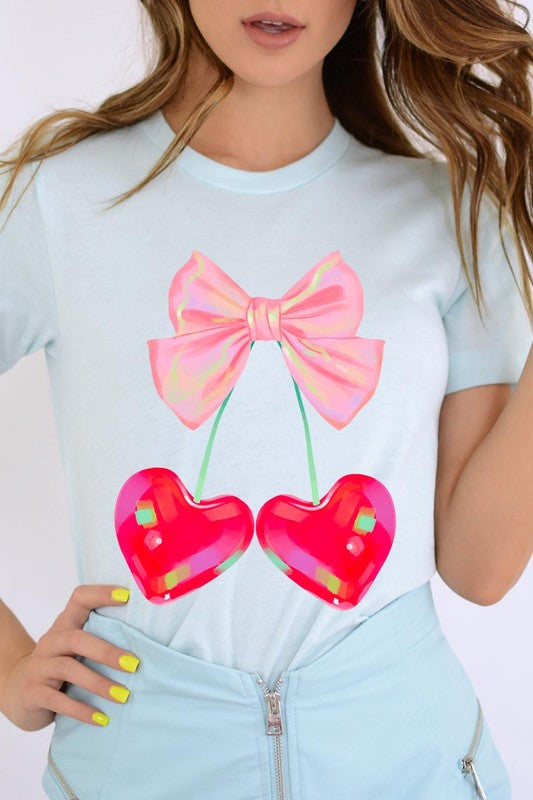Cherry Pink Bow Soft Girl Era Graphic T Shirts