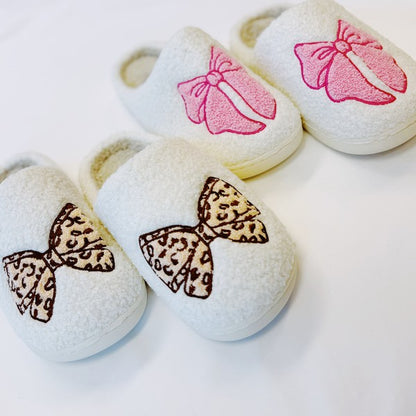 Pink Lounge Bow Cozy Slippers *drop shipped to you