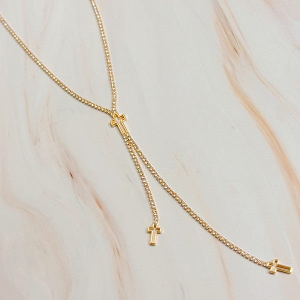 Glam Cross Y-drop Necklace * Online only-ships from warehouse