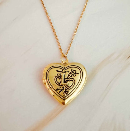 Nostalgic Heart Initial Open Locket Necklace