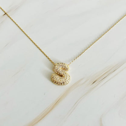 Crystal Bubble Initial Necklace