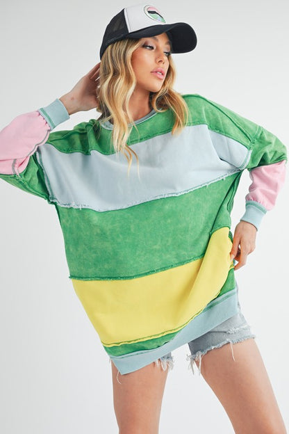 Rugby Color Block Stripe Sweatershirt