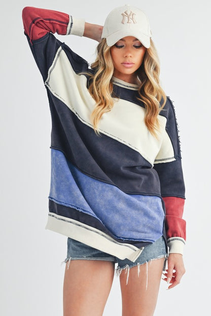 Rugby Color Block Stripe Sweatershirt