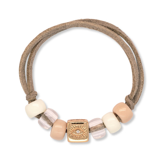 Suede Gold Evil Eye Charm Bracelet