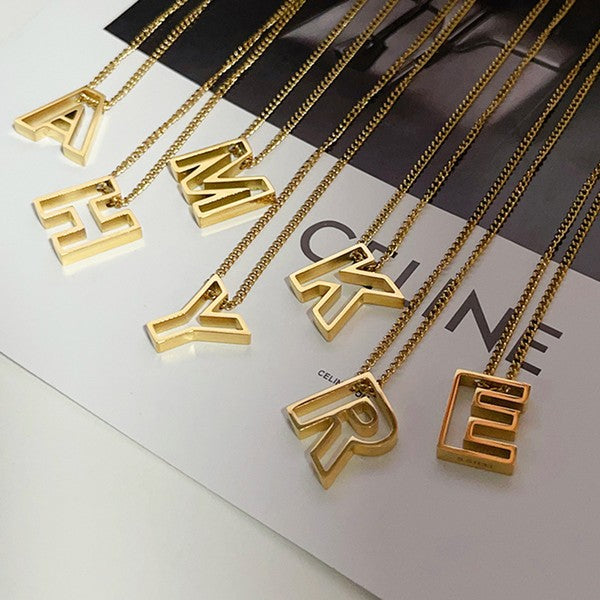 Cutout Initial Letter Personalized Necklace