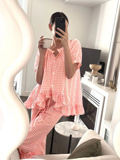 Gingham two piece lounge set