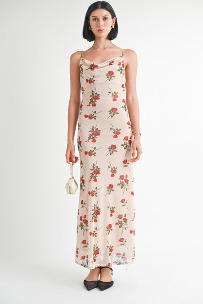 Cowl Neck Maxi Dress With Open Back