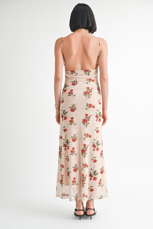 Cowl Neck Maxi Dress With Open Back