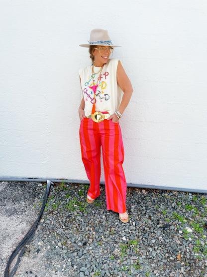 Charlie Pant in Orange /PInk