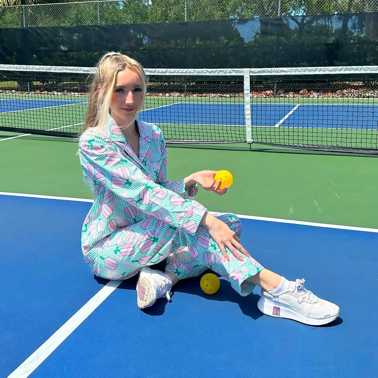 Pickleball Pj Set with Pants & Long Sleeve Top