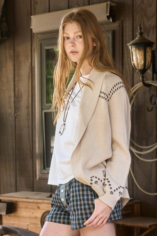 Horse Jacquard Shawl Knit Cardigan PREORDER