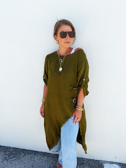 Lane High/Low Linen Top