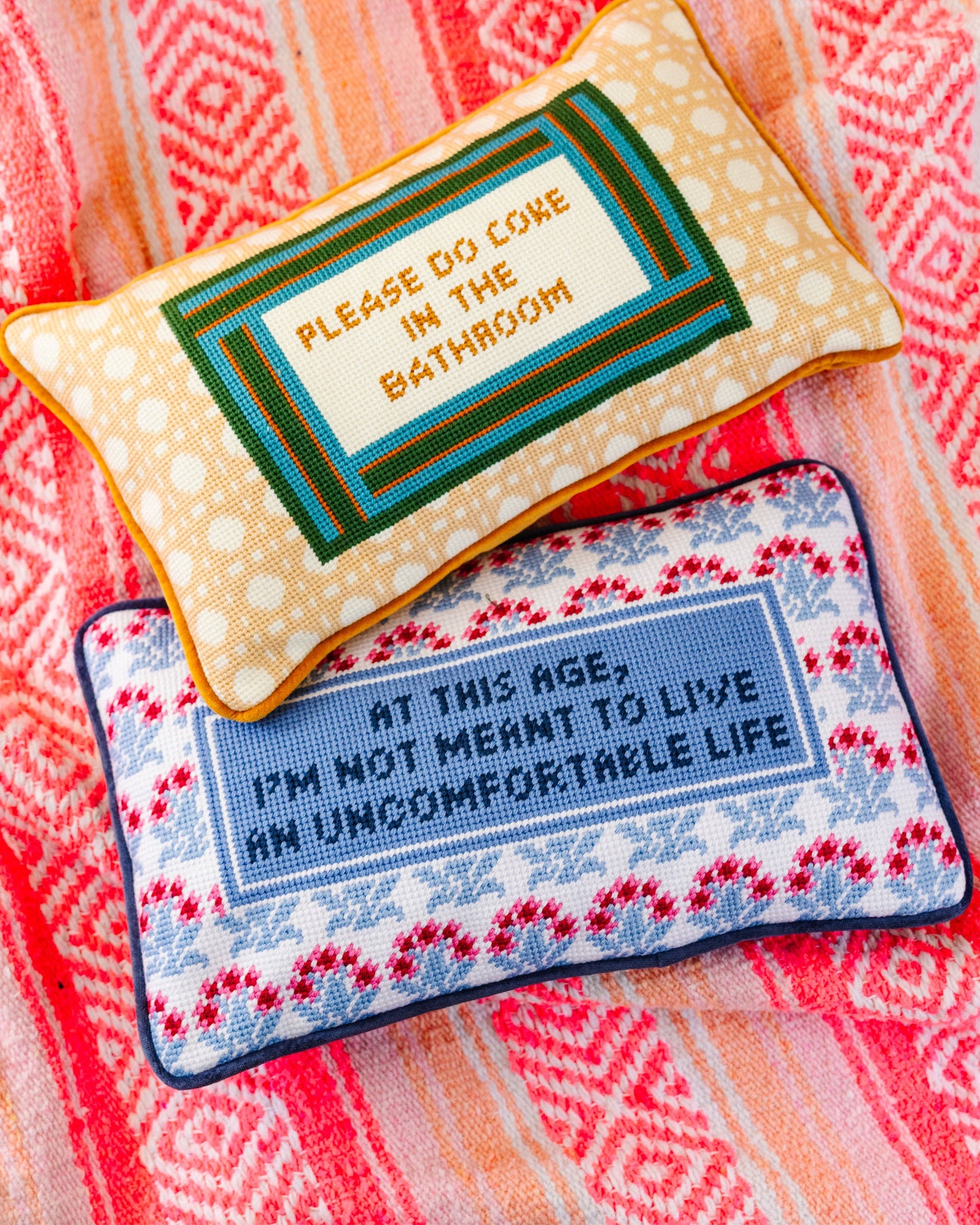Bathroom Etiquette Needlepoint Pillow
