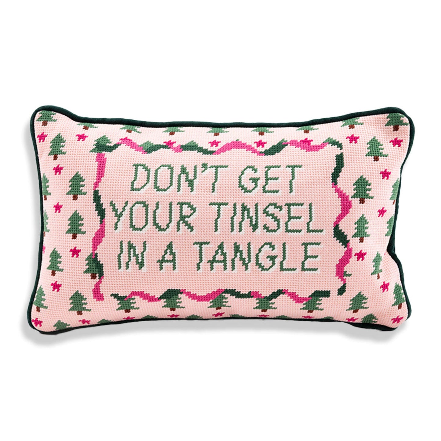 Tinsel in a Tangle Needlepoint Pillow