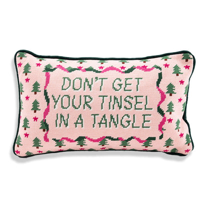 Tinsel in a Tangle Needlepoint Pillow