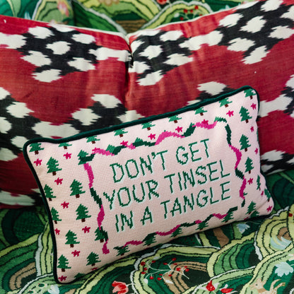 Tinsel in a Tangle Needlepoint Pillow