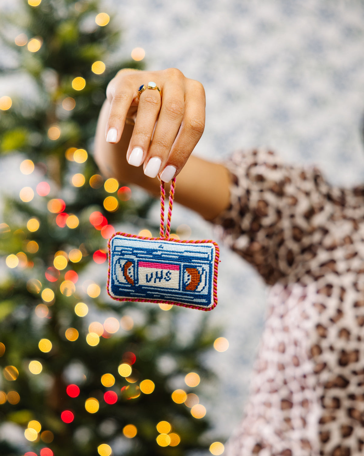 Needlepoint Icon Ornament - VHS Tape