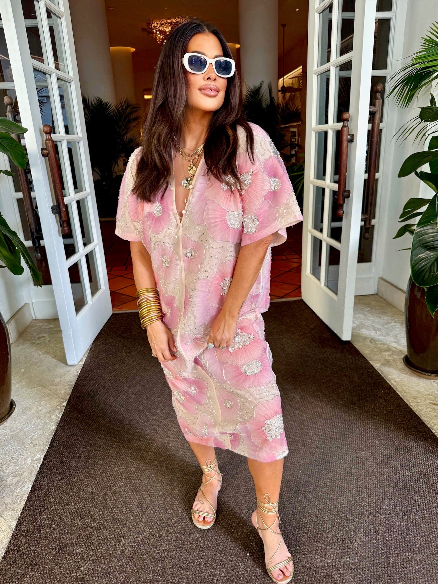 She She Sequin Midi Dress - Blush