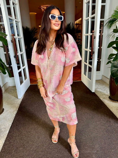 She She Sequin Midi Dress - Blush