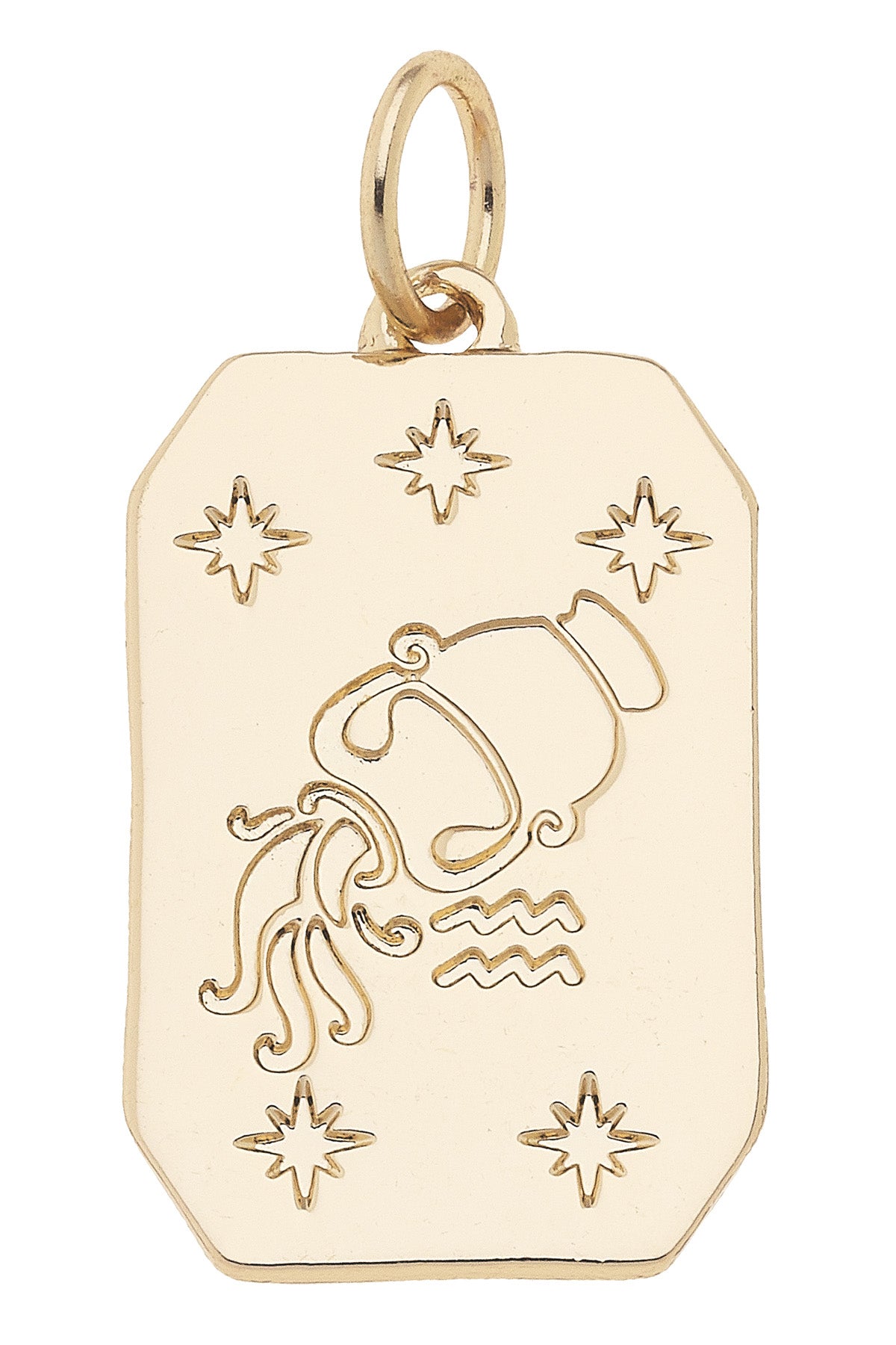 Zodiac Dog Tag Charm in Shiny Gold