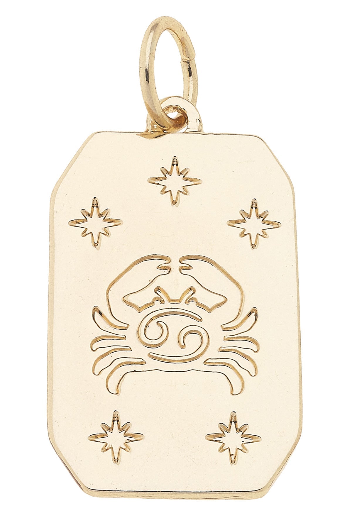 Zodiac Dog Tag Charm in Shiny Gold