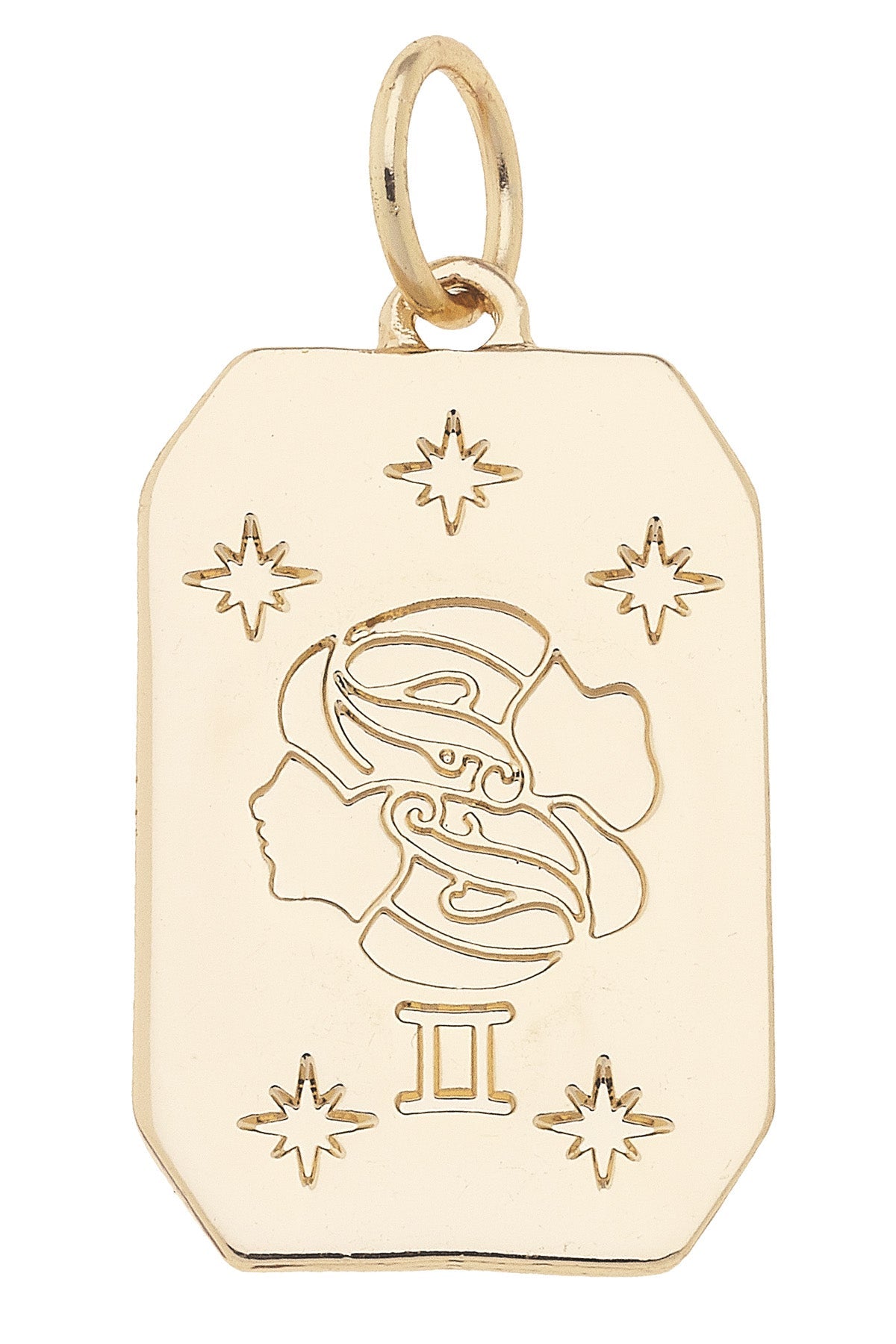 Zodiac Dog Tag Charm in Shiny Gold