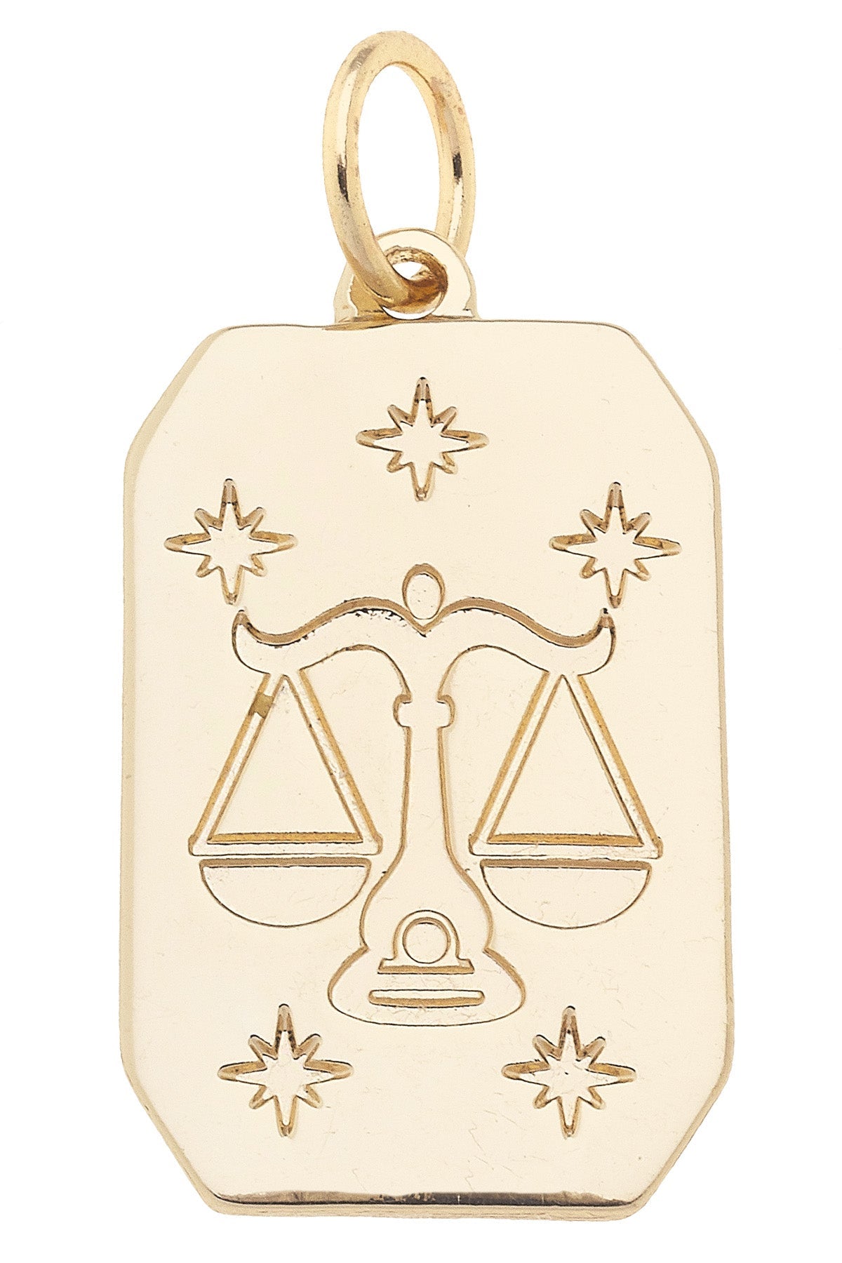 Zodiac Dog Tag Charm in Shiny Gold