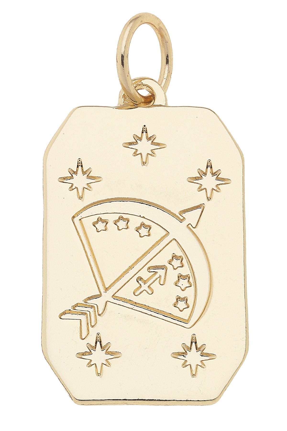 Zodiac Dog Tag Charm in Shiny Gold